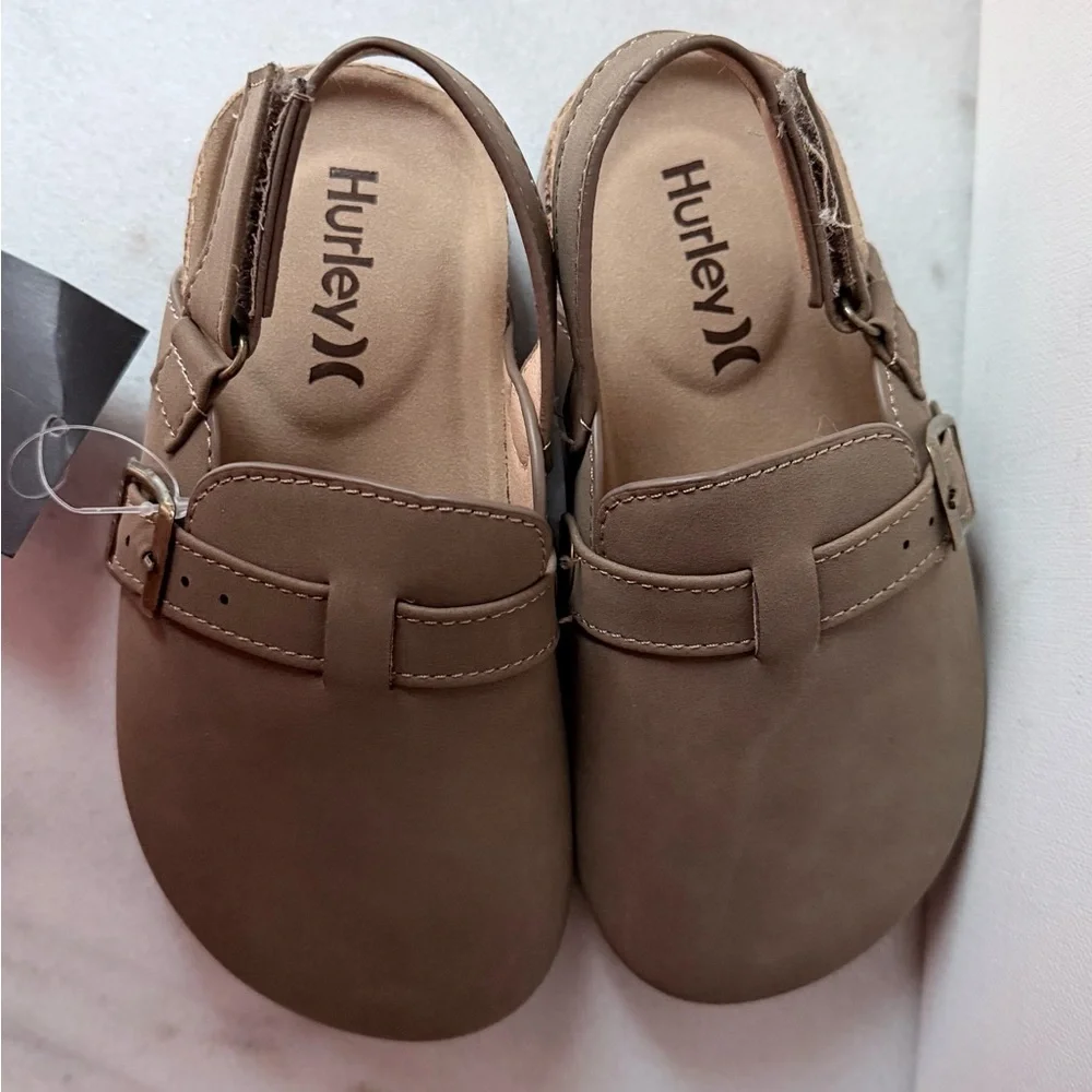 Hurley Tan Slip-On Sandals with Buckle size 9